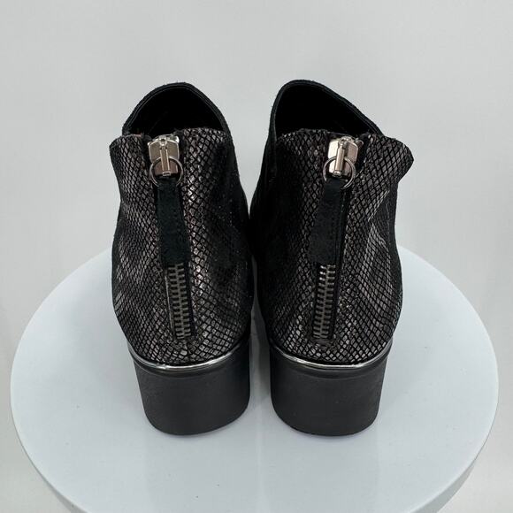 The Flexx Milky Way wedge ankle bootie 9.5 black silver metallic suede leather - Picture 6 of 10